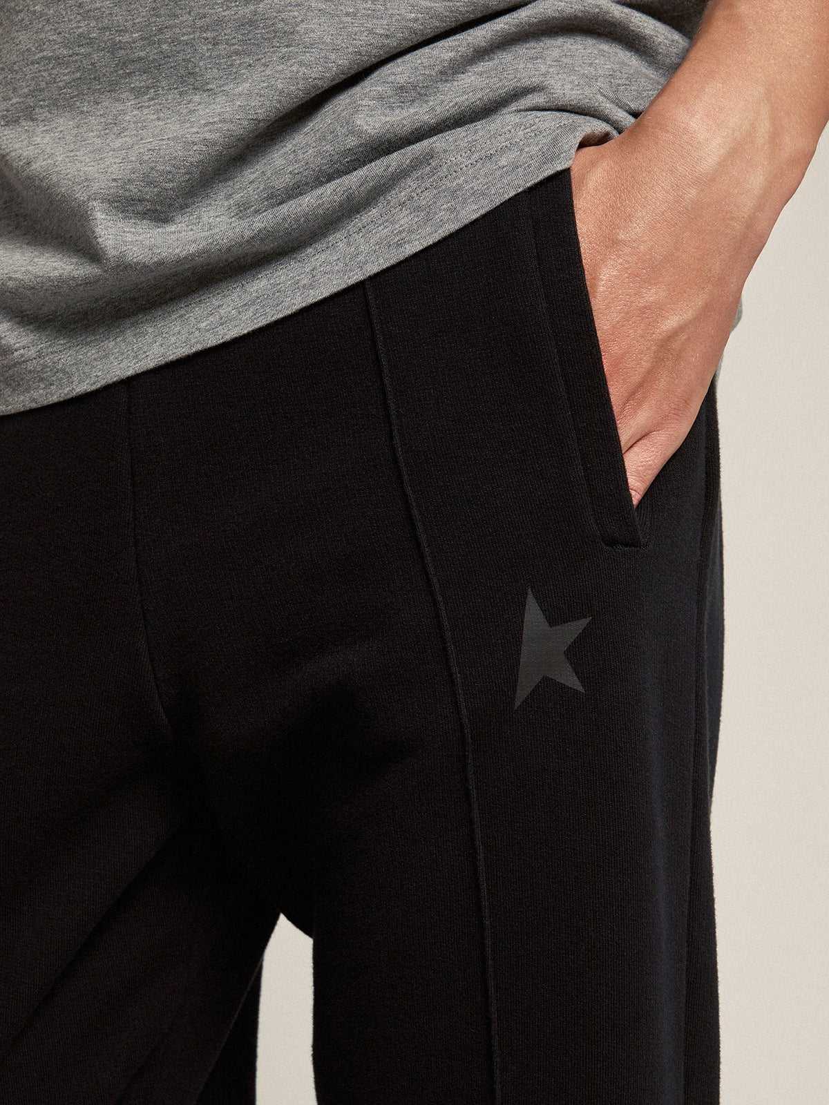 Golden Goose Men's black joggers with star on the front