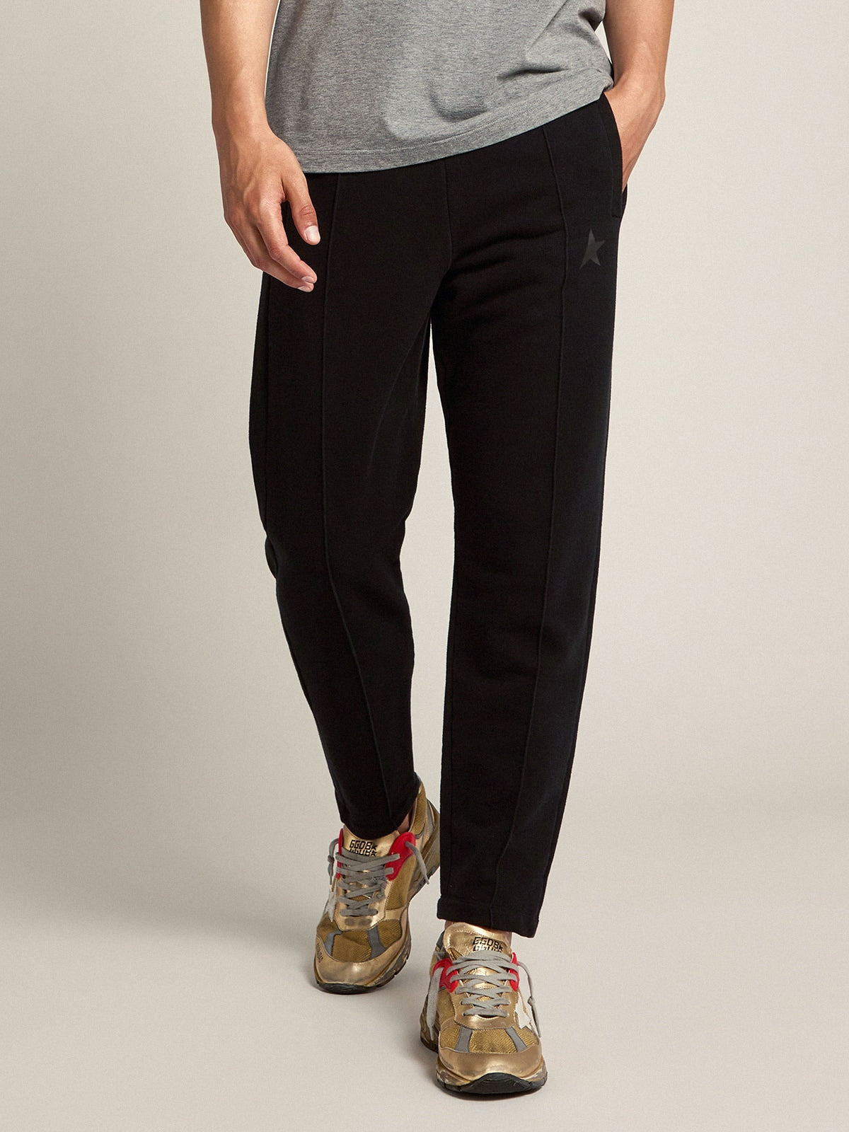 Golden Goose Men's black joggers with star on the front