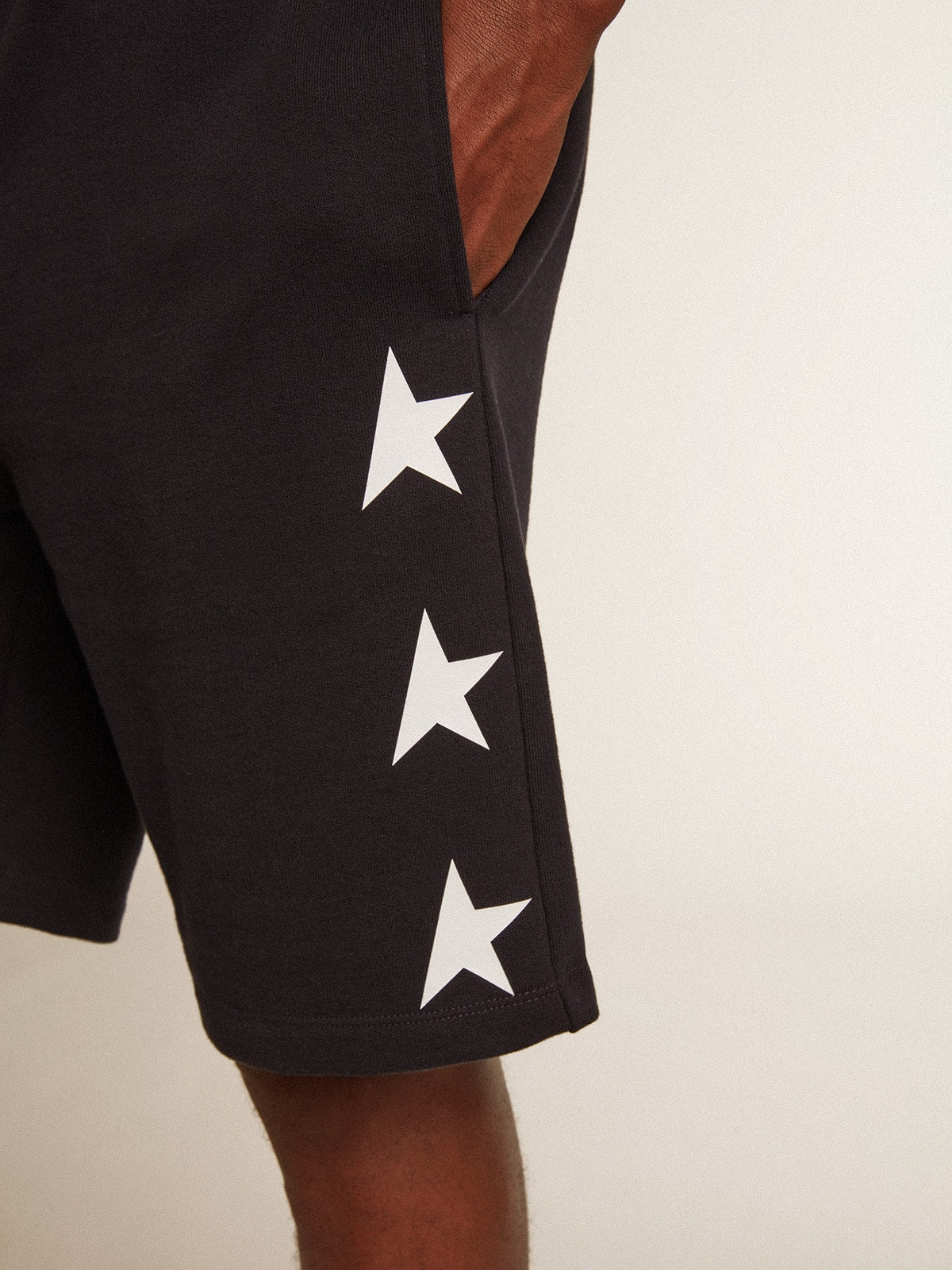 Golden Goose Men's black bermuda shorts with white stars