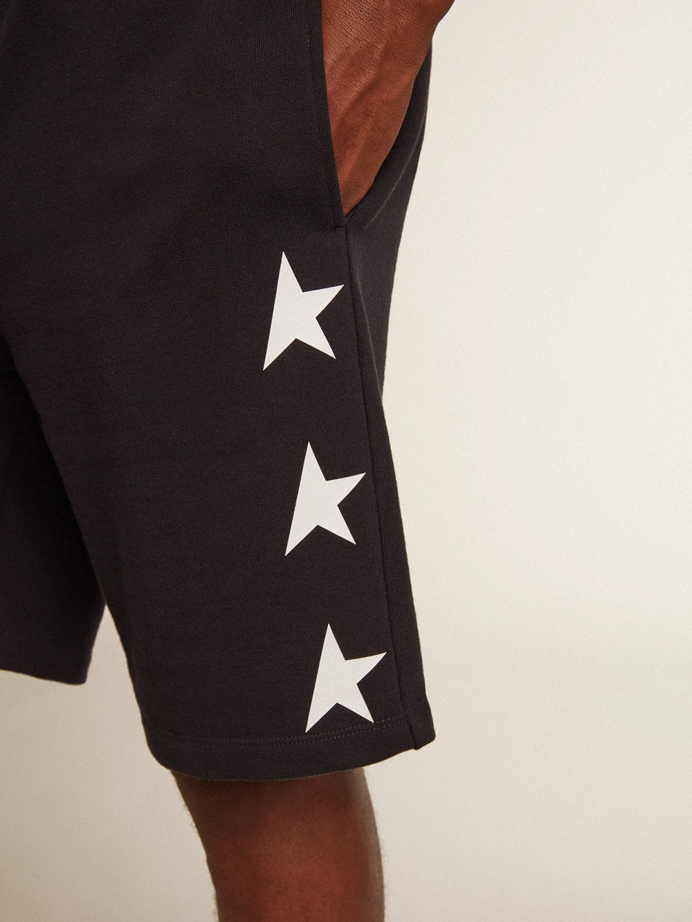 Golden Goose Men's black bermuda shorts with white stars