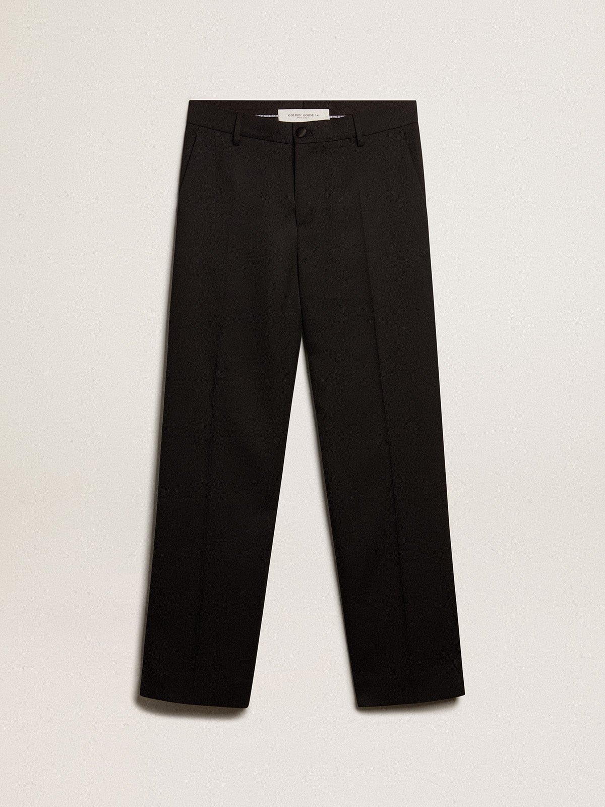 Golden Goose Men’s tuxedo pants in black wool gabardine