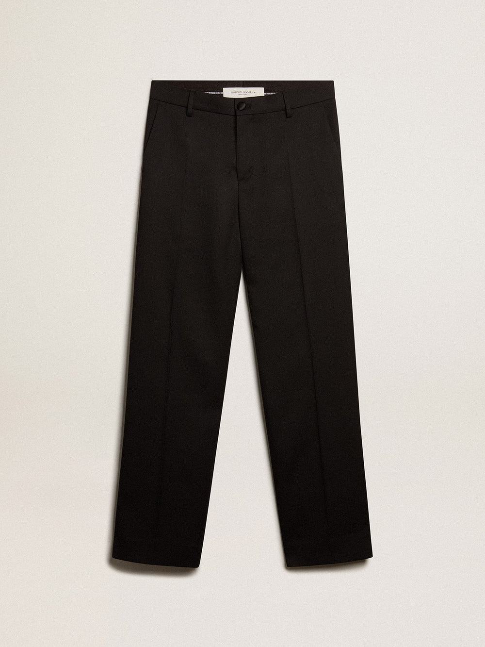 Golden Goose Men’s tuxedo pants in black wool gabardine