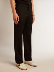 Golden Goose Men’s tuxedo pants in black wool gabardine