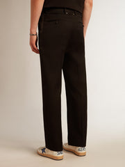 Golden Goose Men’s tuxedo pants in black wool gabardine