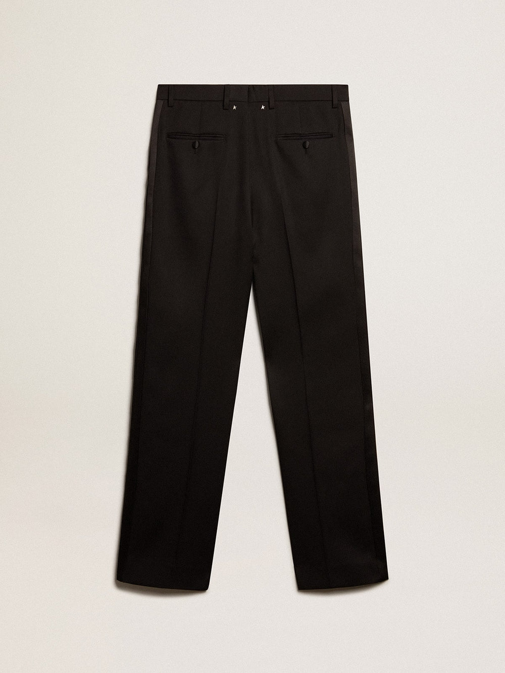 Golden Goose Men’s tuxedo pants in black wool gabardine