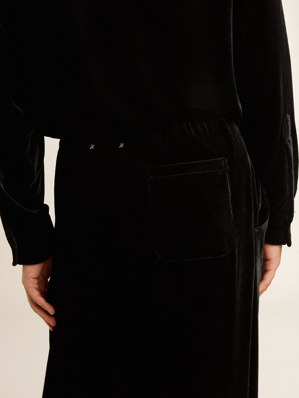 Golden Goose Men's black velvet effect pants