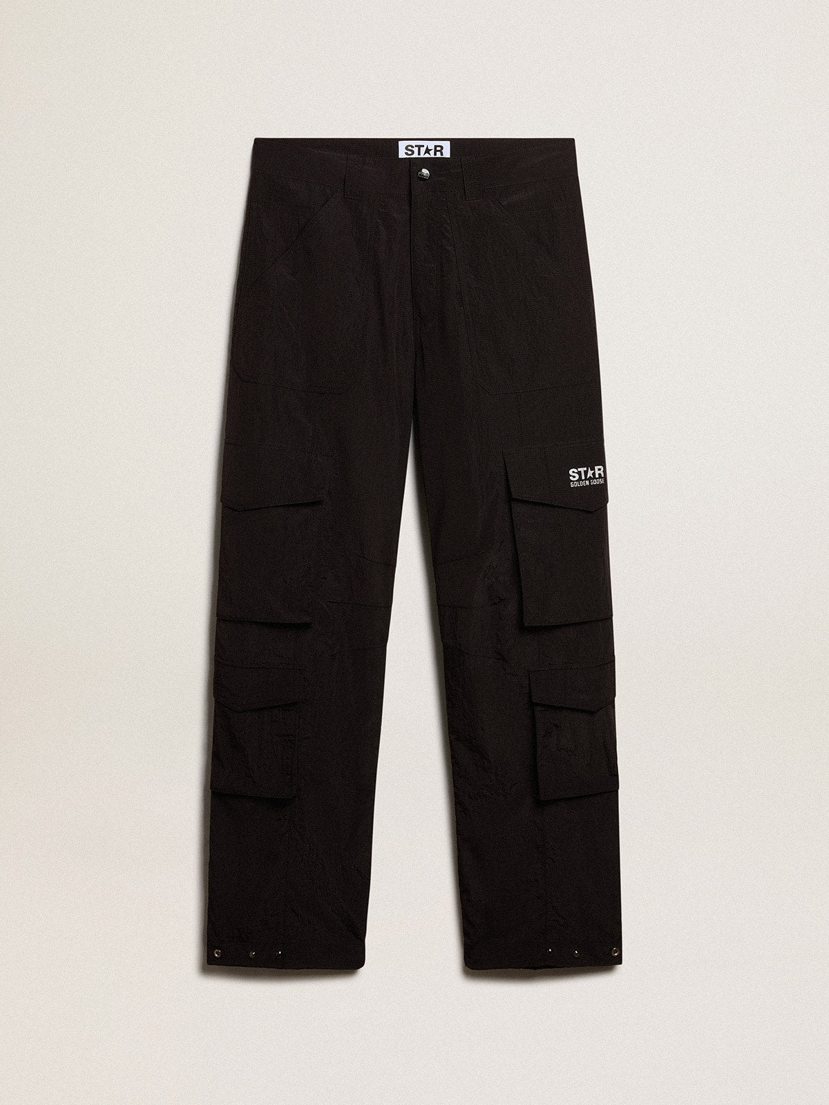 Golden Goose Black-colored ripstop nylon cargo pants