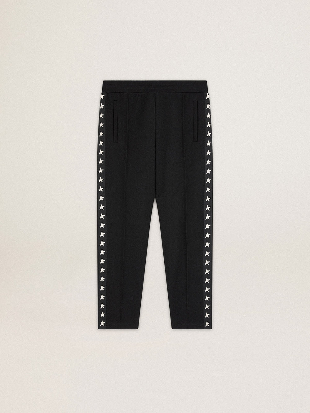 Golden Goose Men's black joggers with white stars on the sides
