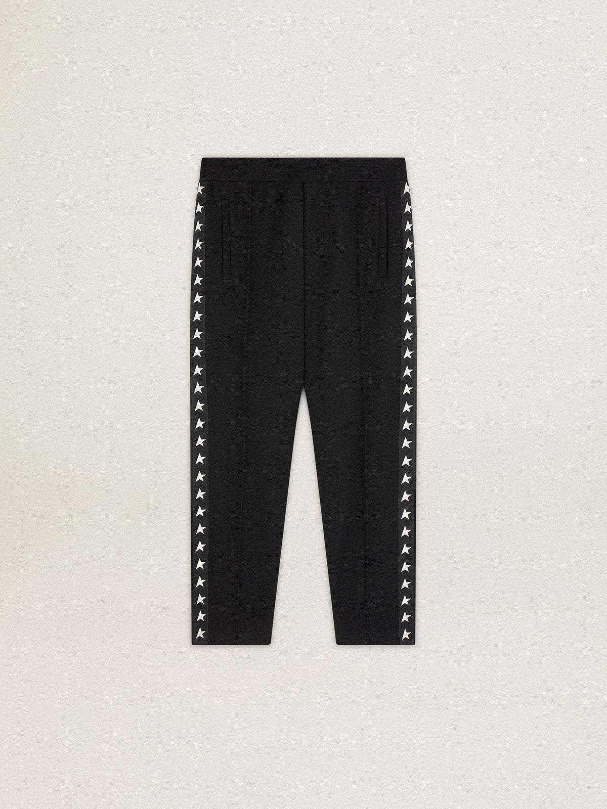 Golden Goose Men's black joggers with white stars on the sides