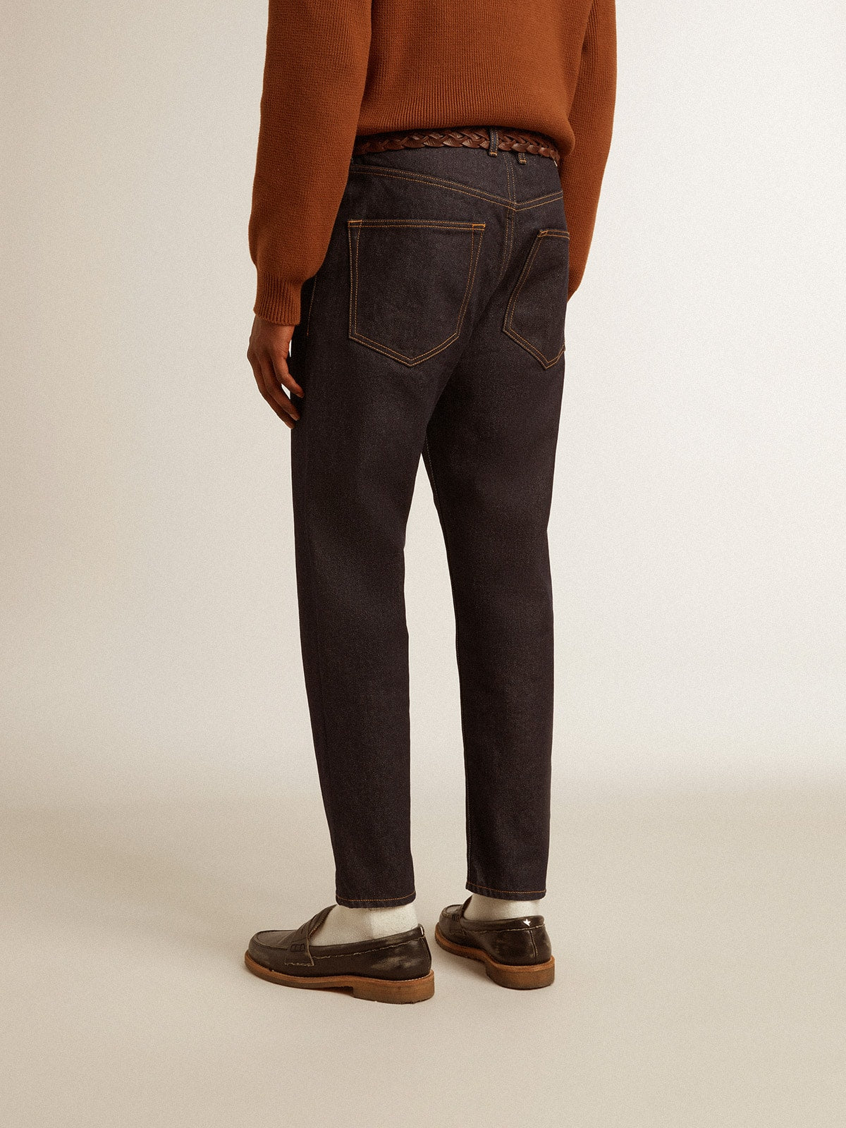 Golden Goose Men’s dark blue jeans in one-wash denim