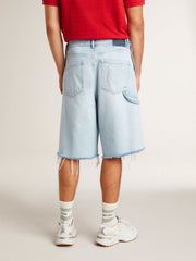 Golden Goose Men's denim Bermuda shorts with lived-in effect
