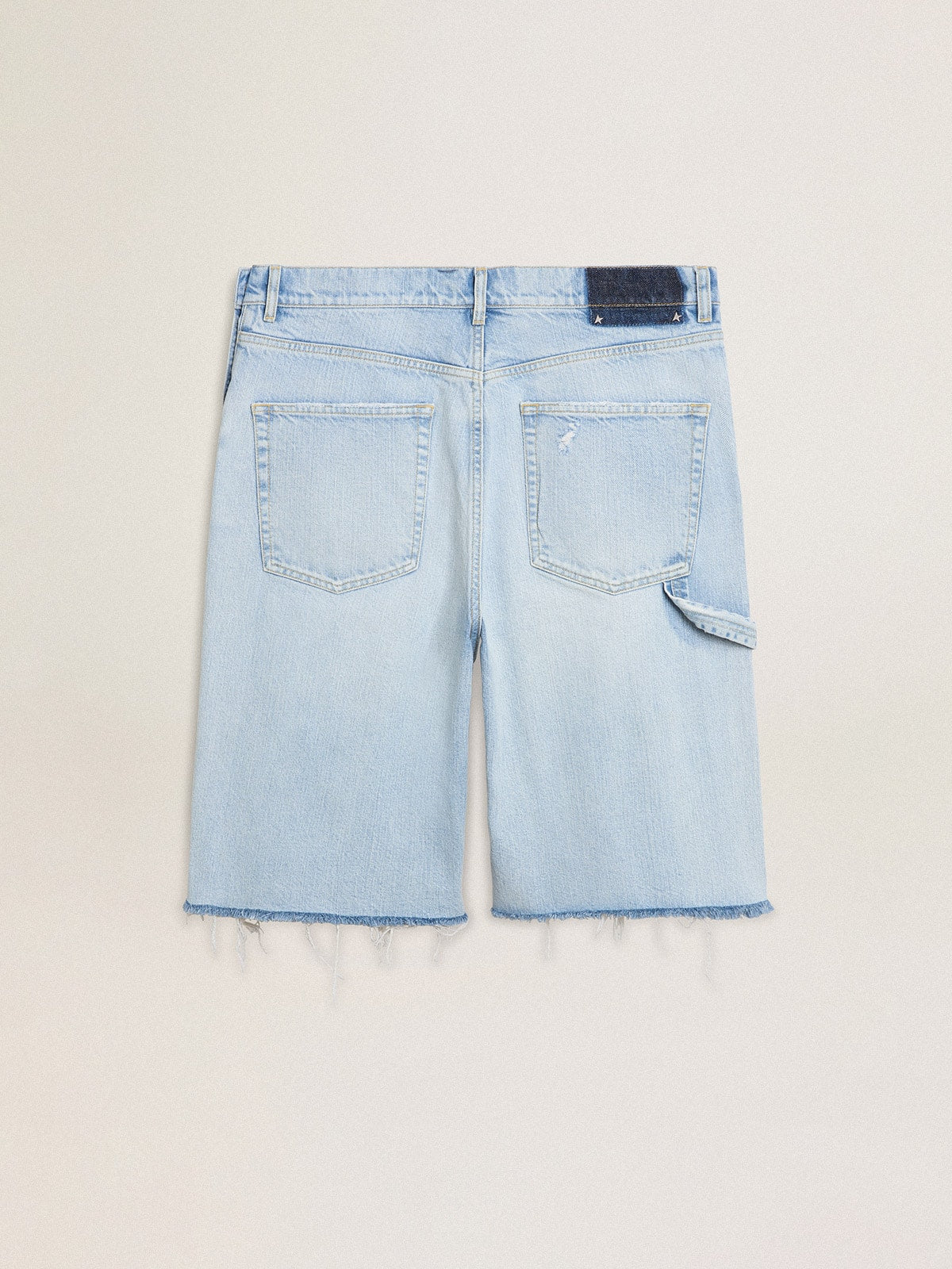Golden Goose Men's denim Bermuda shorts with lived-in effect