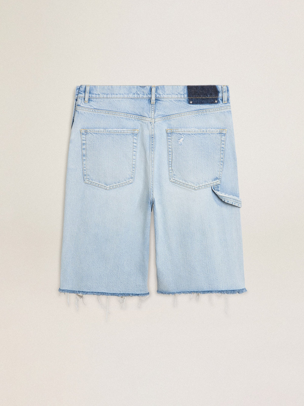 Golden Goose Men's denim Bermuda shorts with lived-in effect