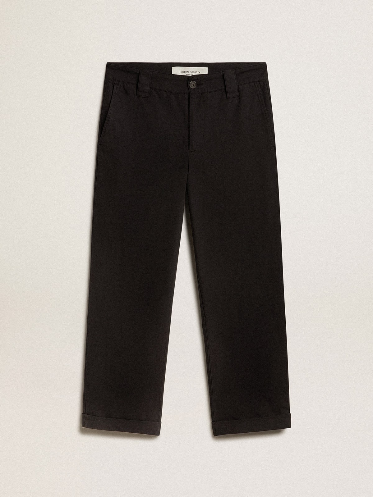 Golden Goose Men's black cotton chinos