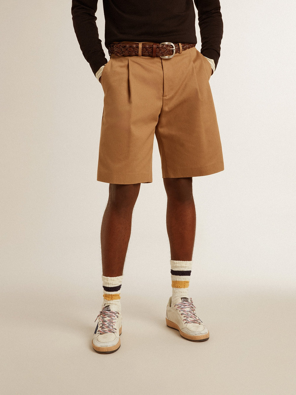 Golden Goose Men's Bermuda shorts in beige cotton