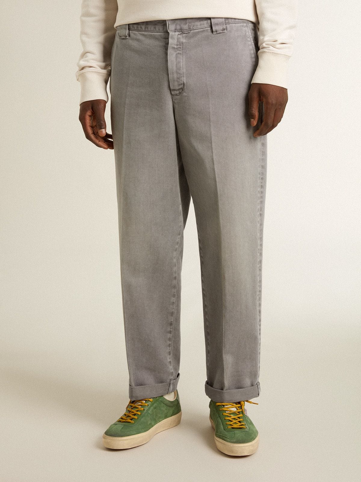 Golden Goose Gray-colored cotton chino pants