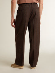 Golden Goose Men's joggers in dark brown wool with thin striped pattern