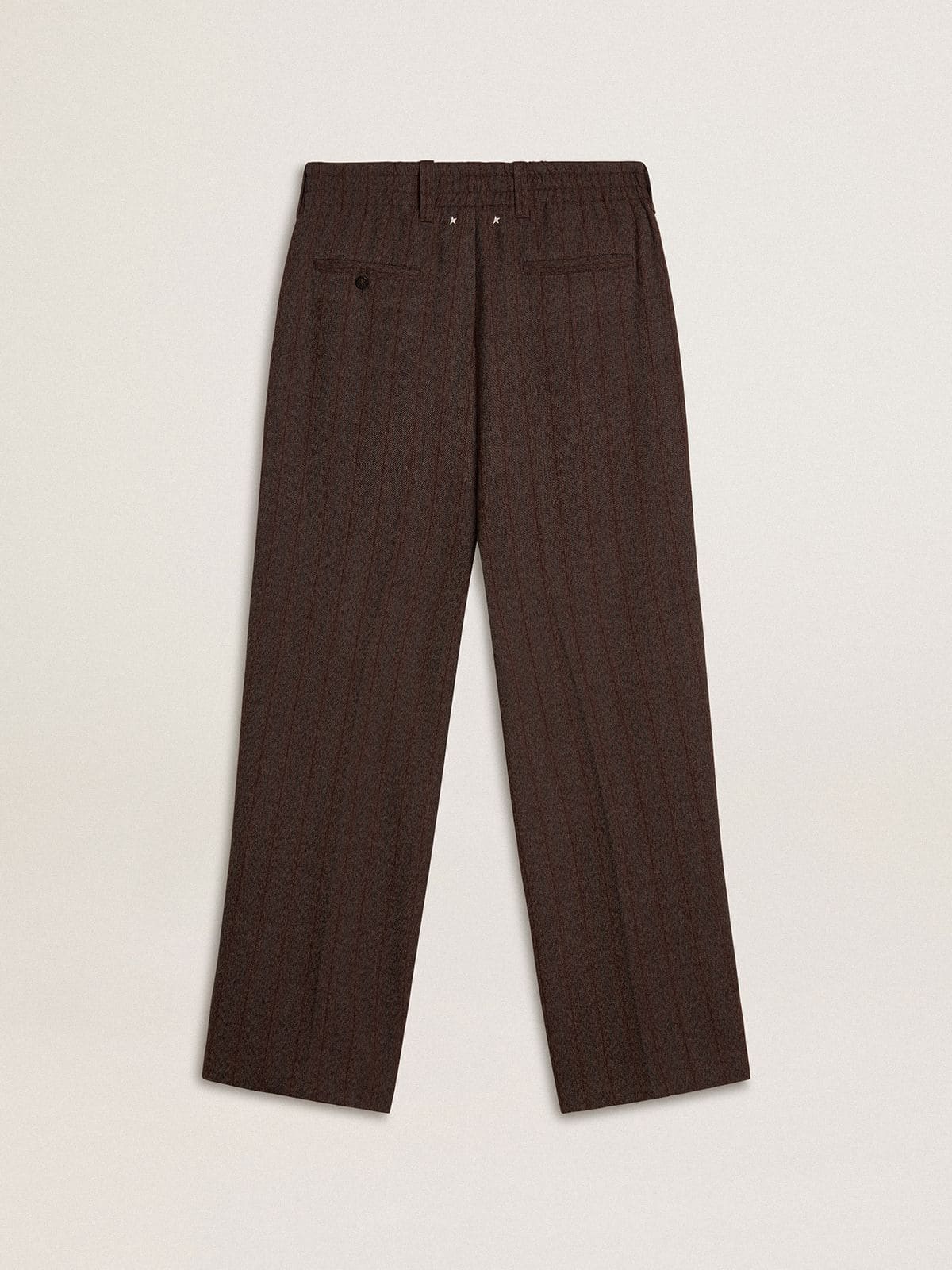 Golden Goose Men's joggers in dark brown wool with thin striped pattern