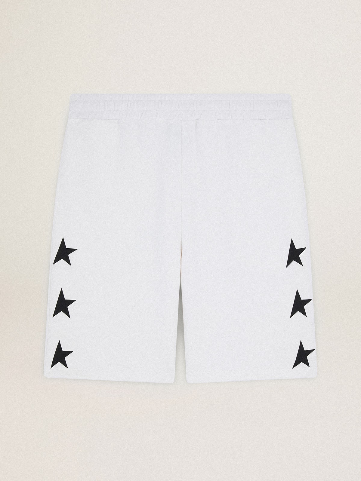 Golden Goose Men's vintage white bermuda shorts with contrasting black stars