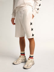 Golden Goose Men's vintage white bermuda shorts with contrasting black stars