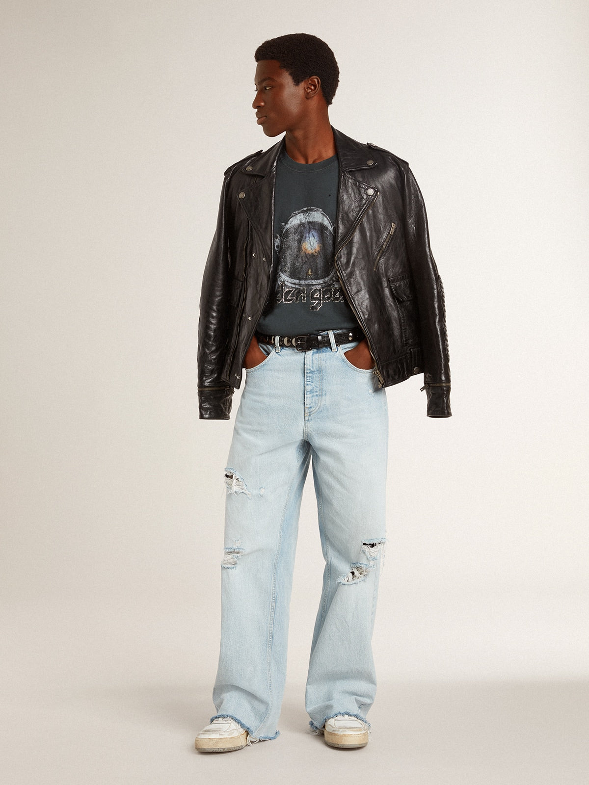 Golden Goose Men’s pants in lived-in effect denim