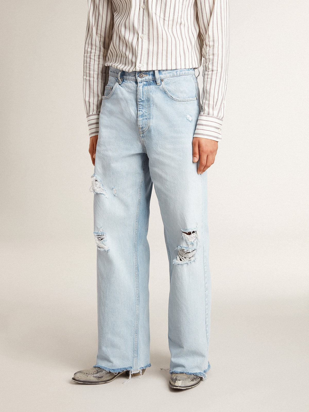 Golden Goose Men’s pants in lived-in effect denim