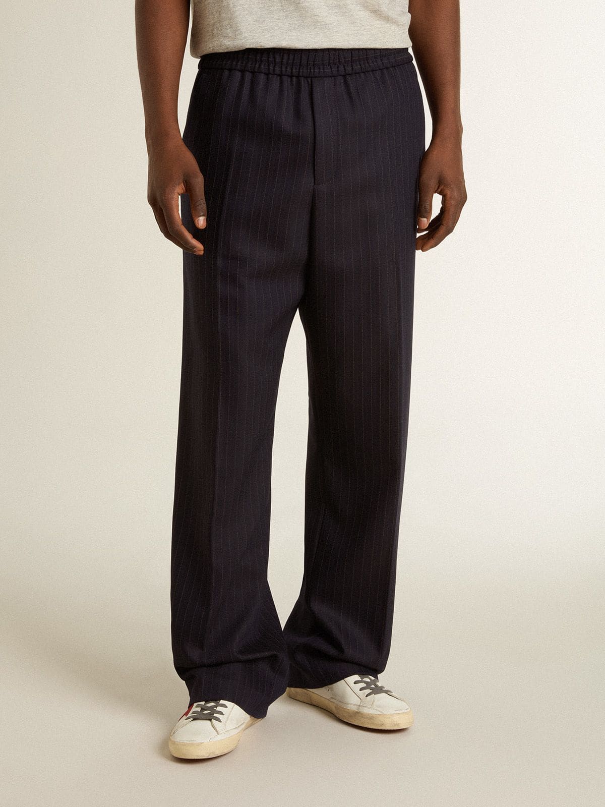Golden Goose Men's wool joggers with vertical thin stripes