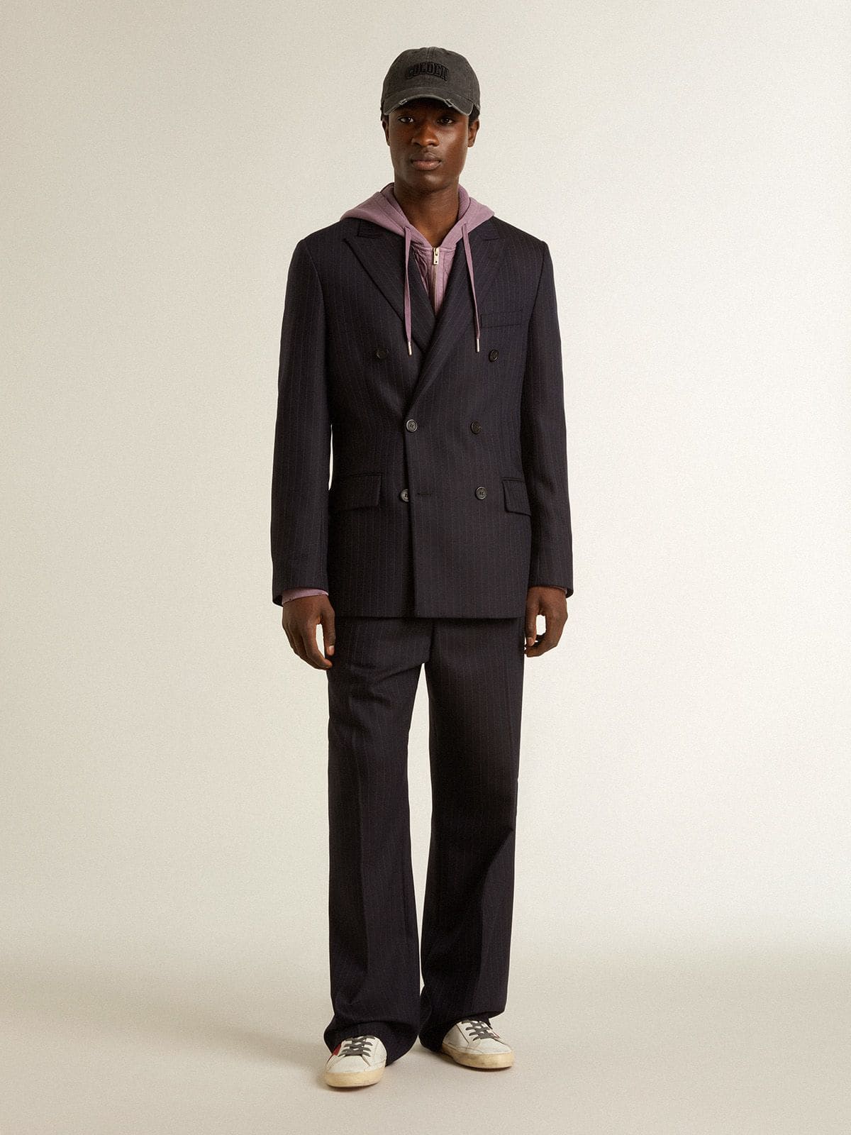 Golden Goose Men's wool joggers with vertical thin stripes