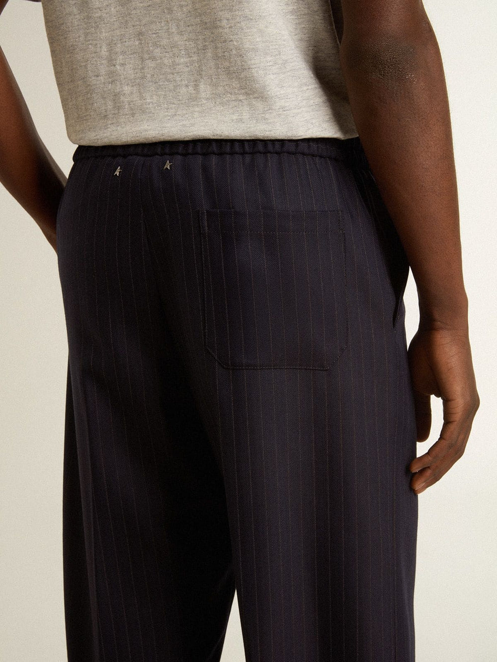 Golden Goose Men's wool joggers with vertical thin stripes