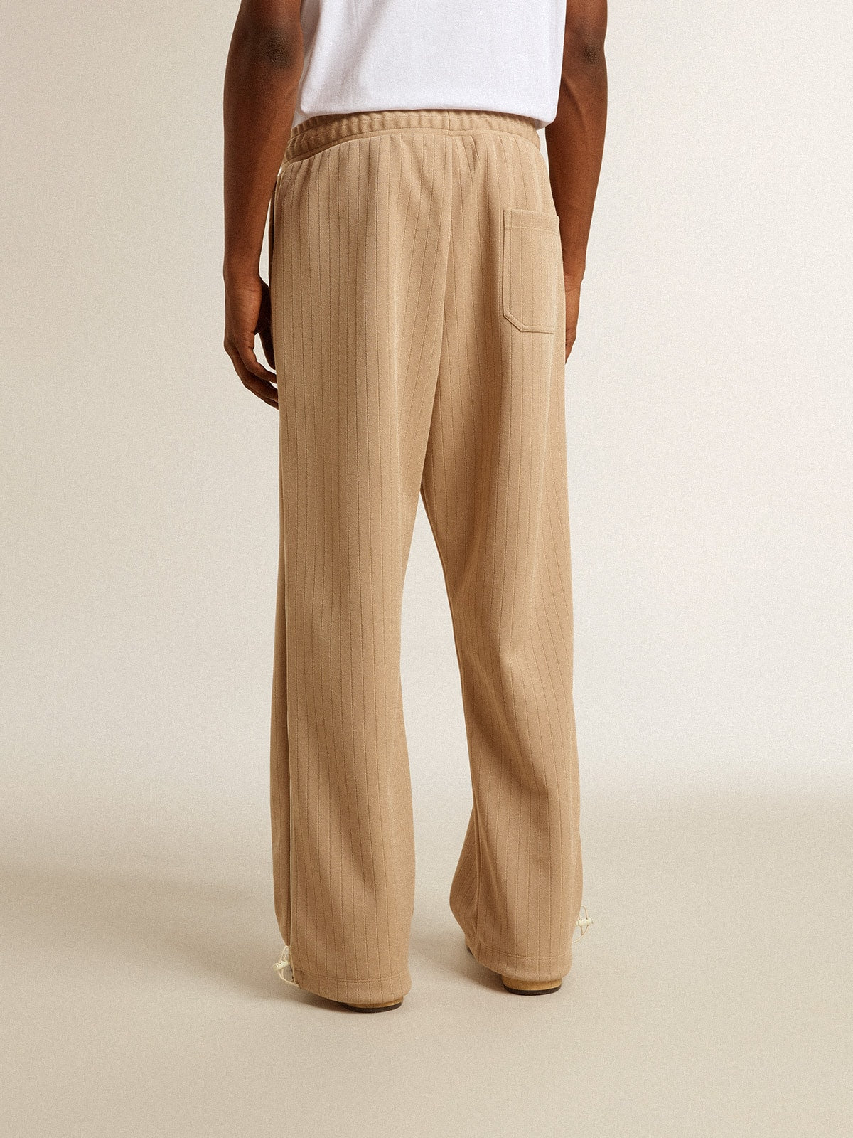 Golden Goose Men’s light beige joggers with white logo