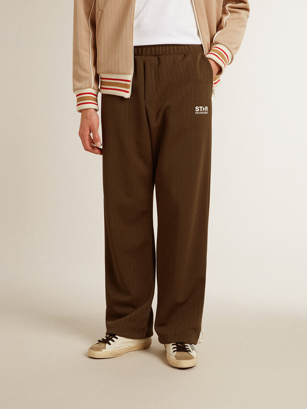 Golden Goose Men’s military green joggers with white logo