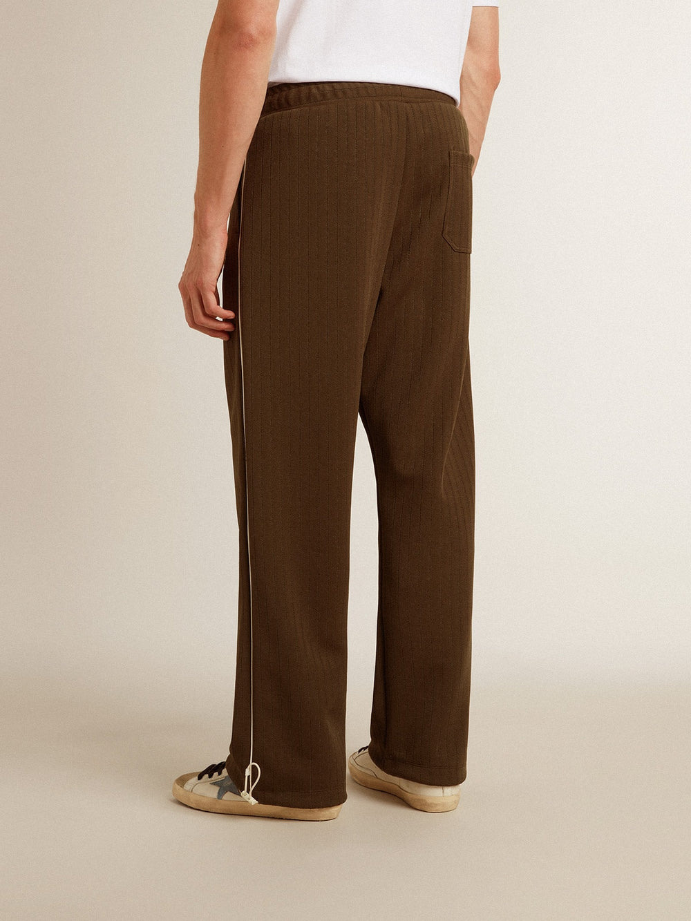 Golden Goose Men’s military green joggers with white logo
