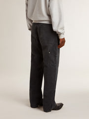 Golden Goose Men's distressed black cotton jeans with front patches