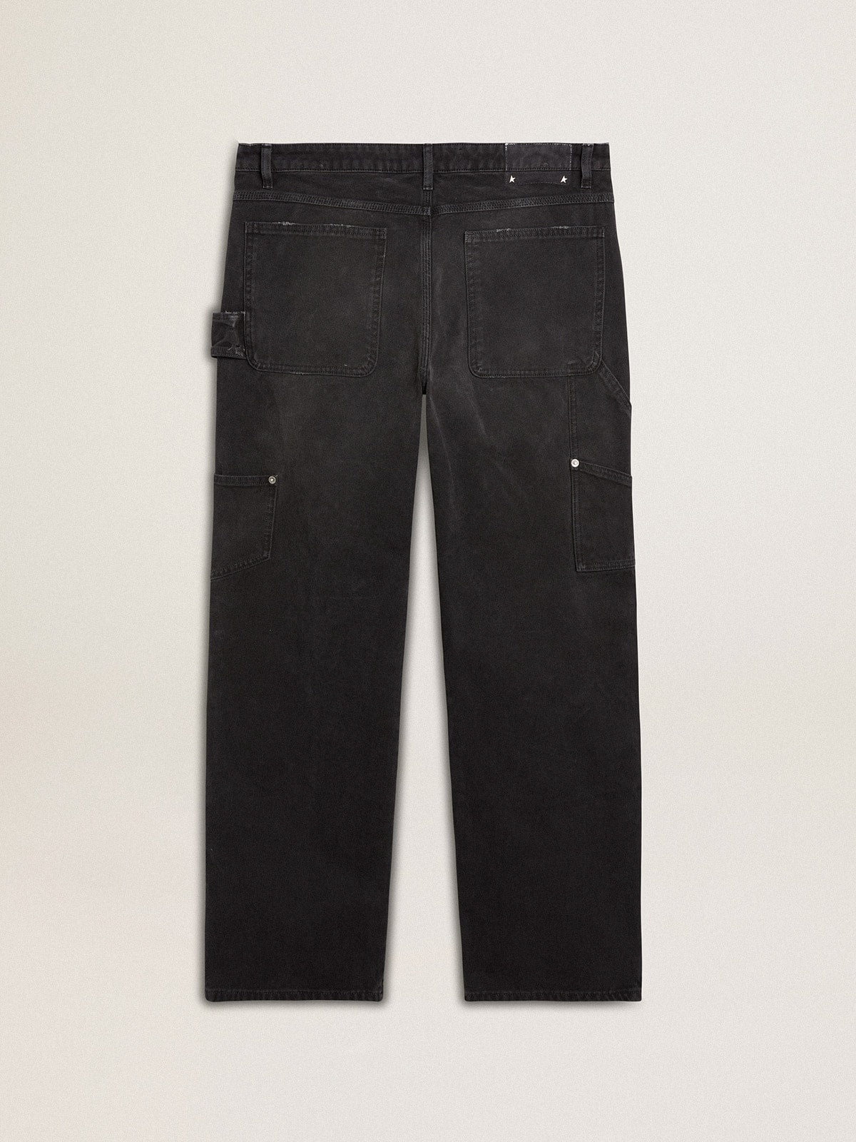 Golden Goose Men's distressed black cotton jeans with front patches