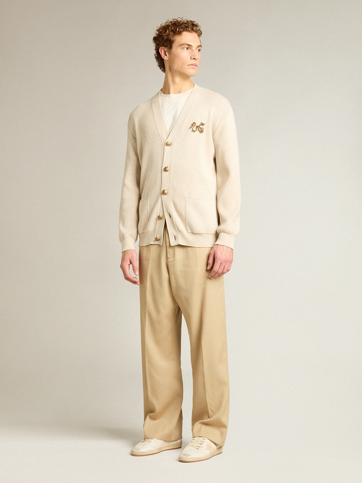Golden Goose Men’s sand-colored joggers with pocket on the back