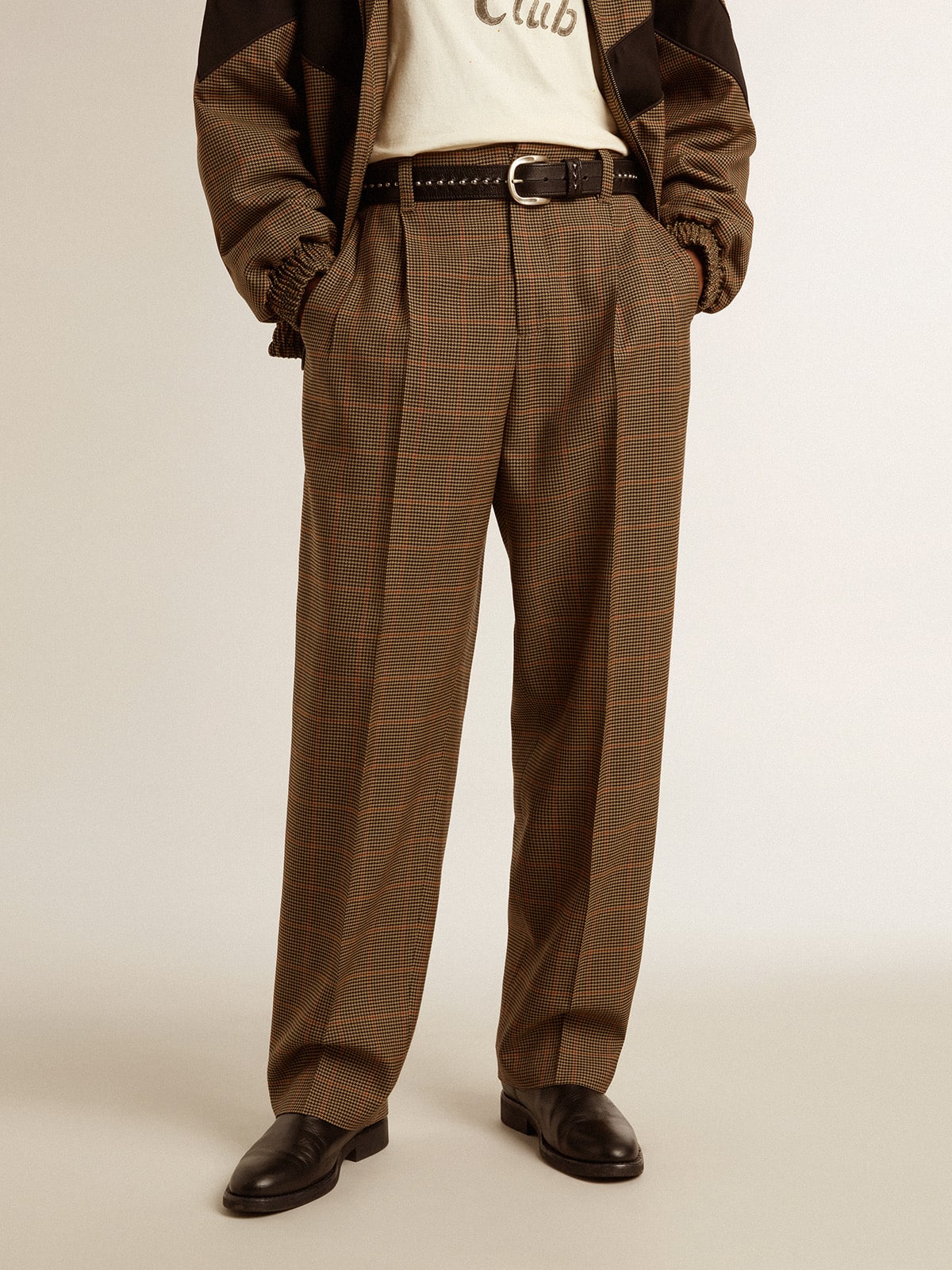 Golden Goose Men's pants in three-colored houndstooth
