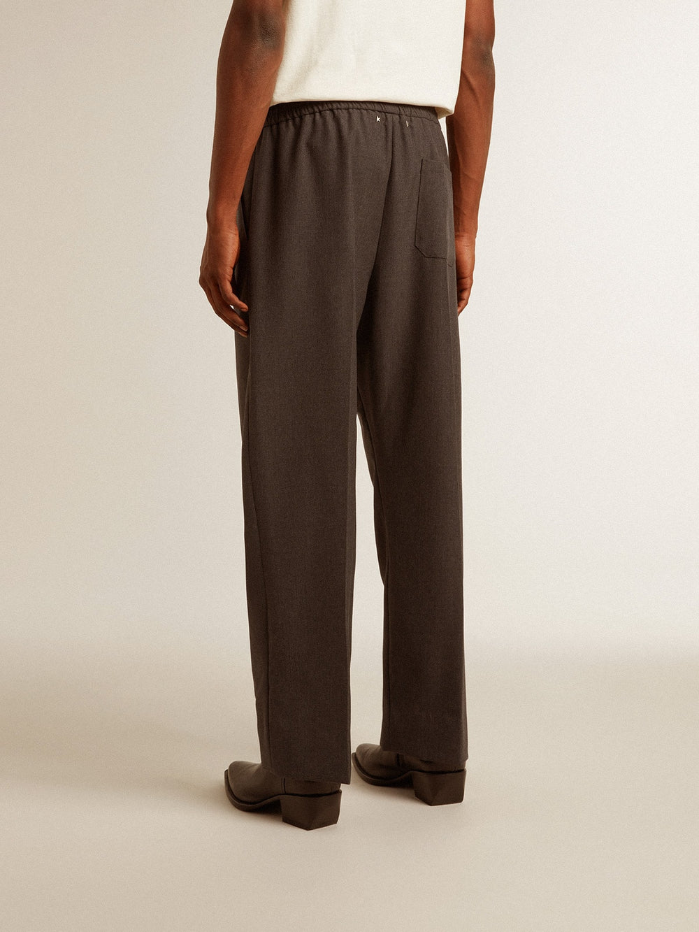 Golden Goose Men's soft pants in anthracite gray wool