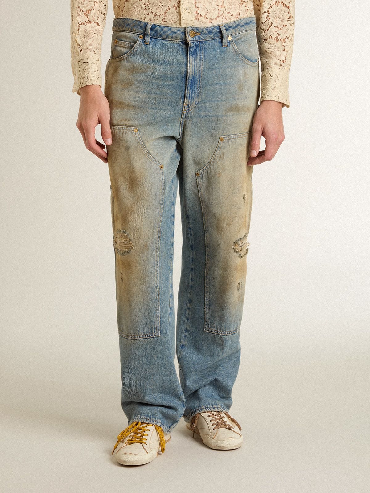 Golden Goose Men's distressed sand-washed jeans
