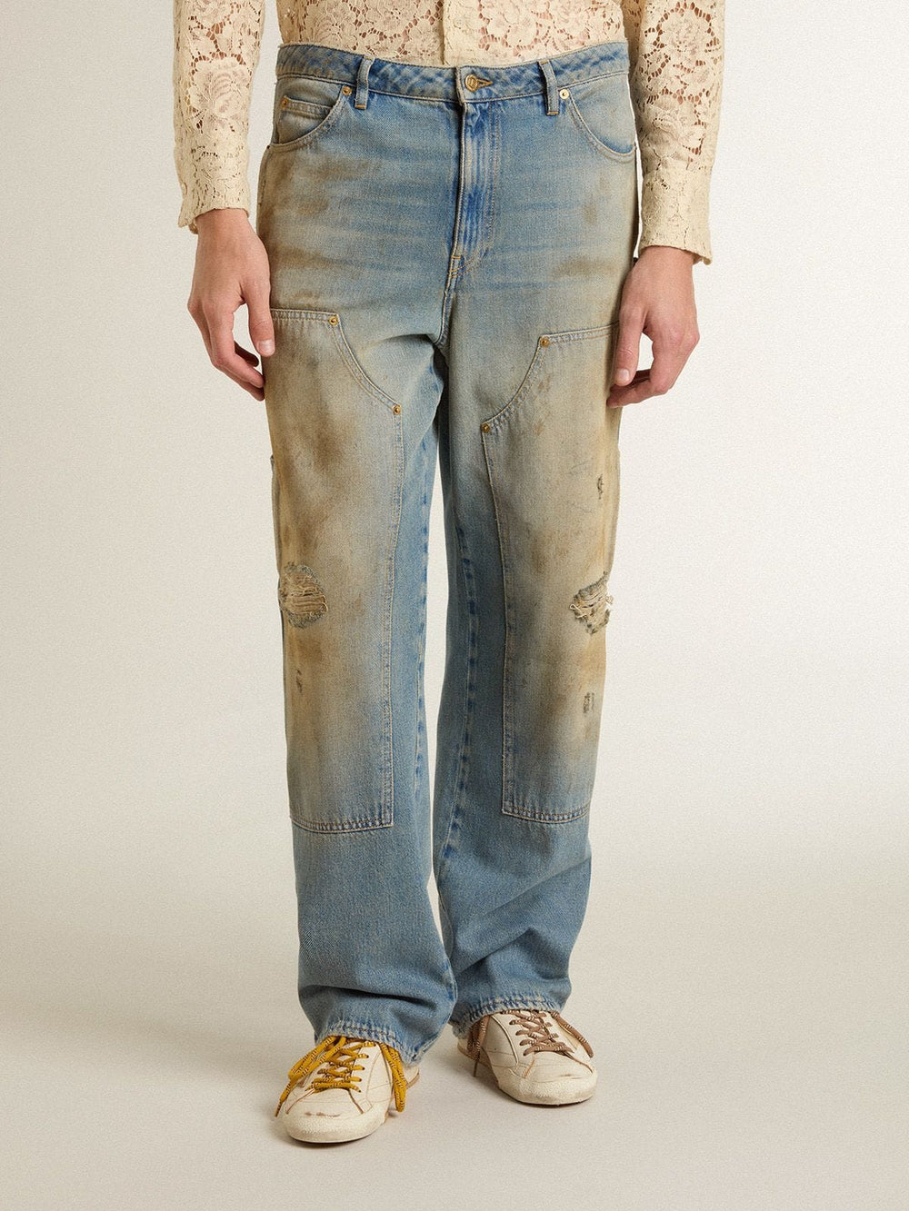 Golden Goose Men's distressed sand-washed jeans