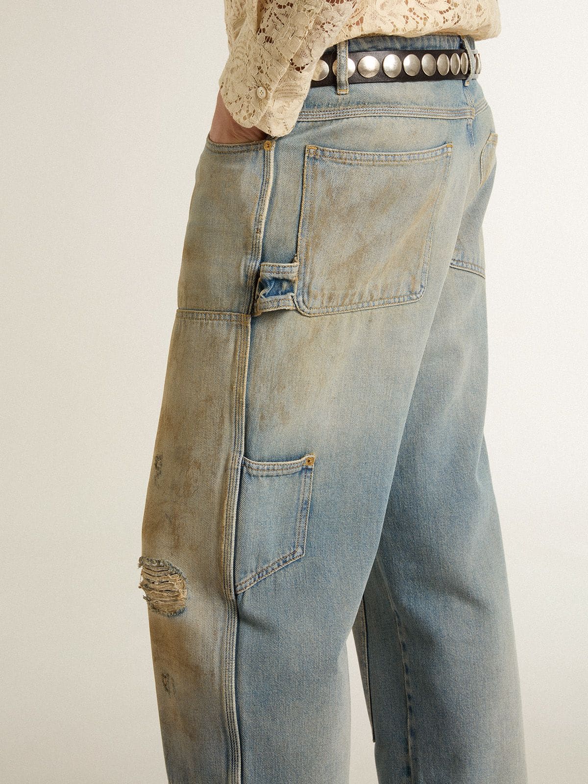 Golden Goose Men's distressed sand-washed jeans