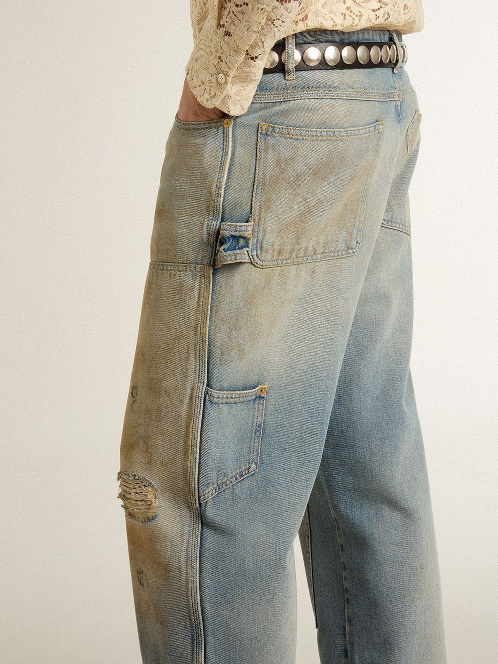 Golden Goose Men's distressed sand-washed jeans