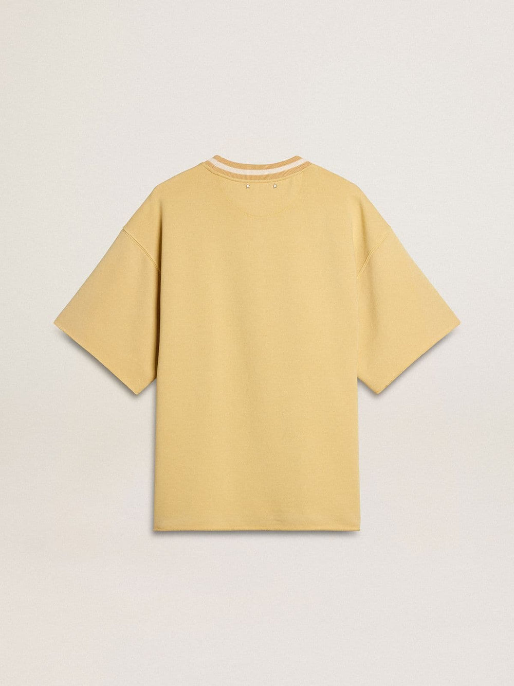 Golden Goose Men's oversized yellow cotton T-shirt with blue print