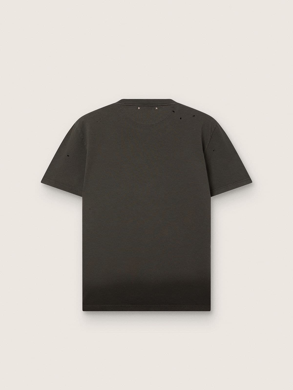 Golden Goose Men’s T-shirt in anthracite cotton jersey with perforated heart