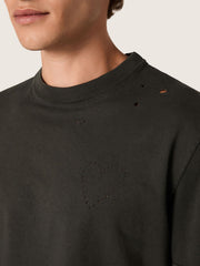 Golden Goose Men’s T-shirt in anthracite cotton jersey with perforated heart