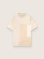 Golden Goose Men's T-shirt in cotton jersey with white and beige patchwork effect
