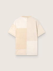Golden Goose Men's T-shirt in cotton jersey with white and beige patchwork effect