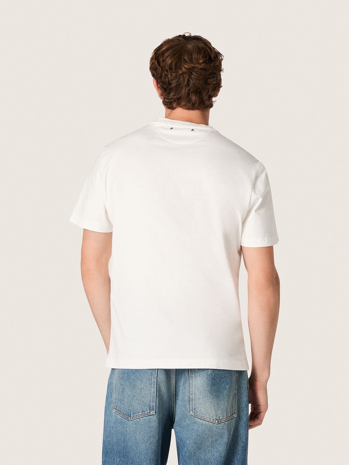 Golden Goose Men's T-shirt in vintage white cotton jersey