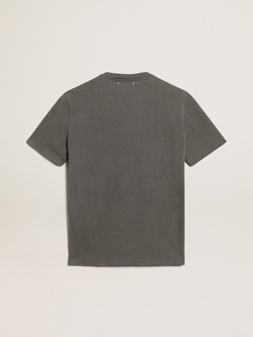 Golden Goose Men's anthracite gray T-shirt with distressed treatment