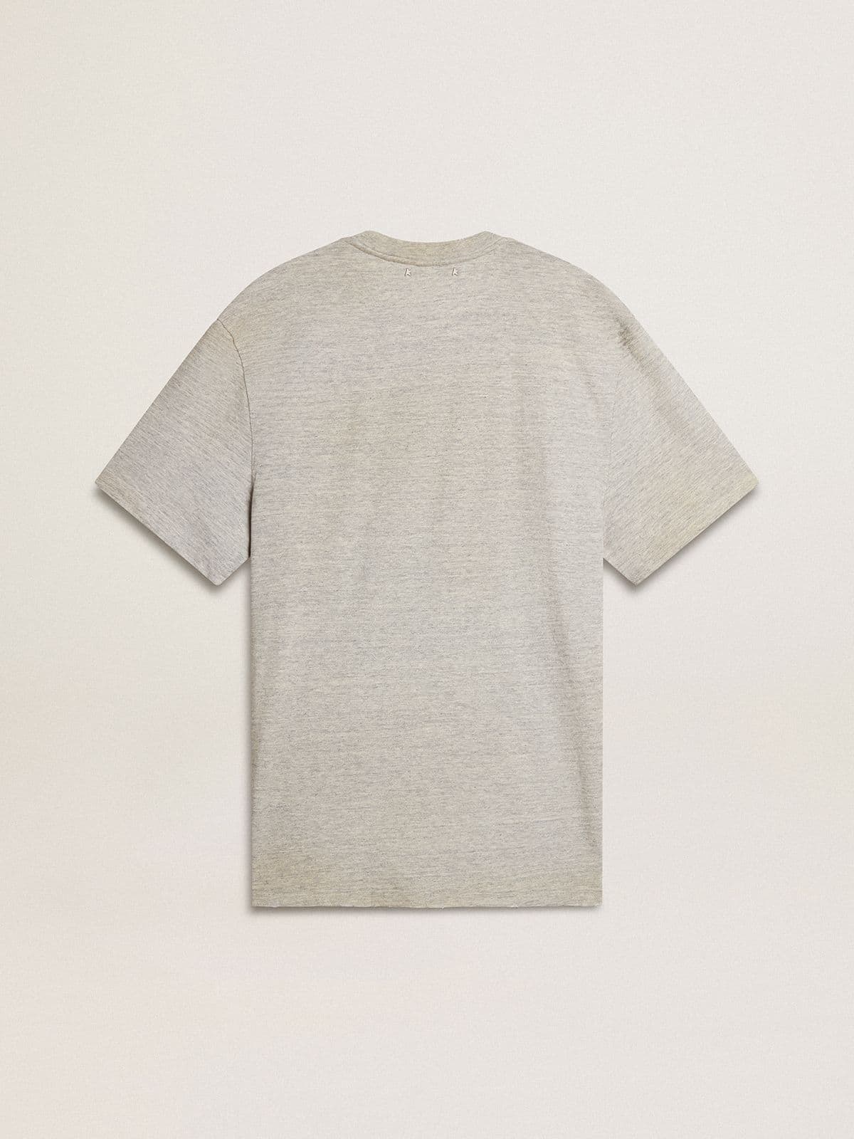 Golden Goose Men's vintage-effect gray T-shirt with print on the front