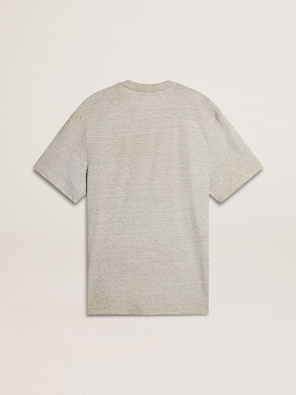 Golden Goose Men's vintage-effect gray T-shirt with print on the front
